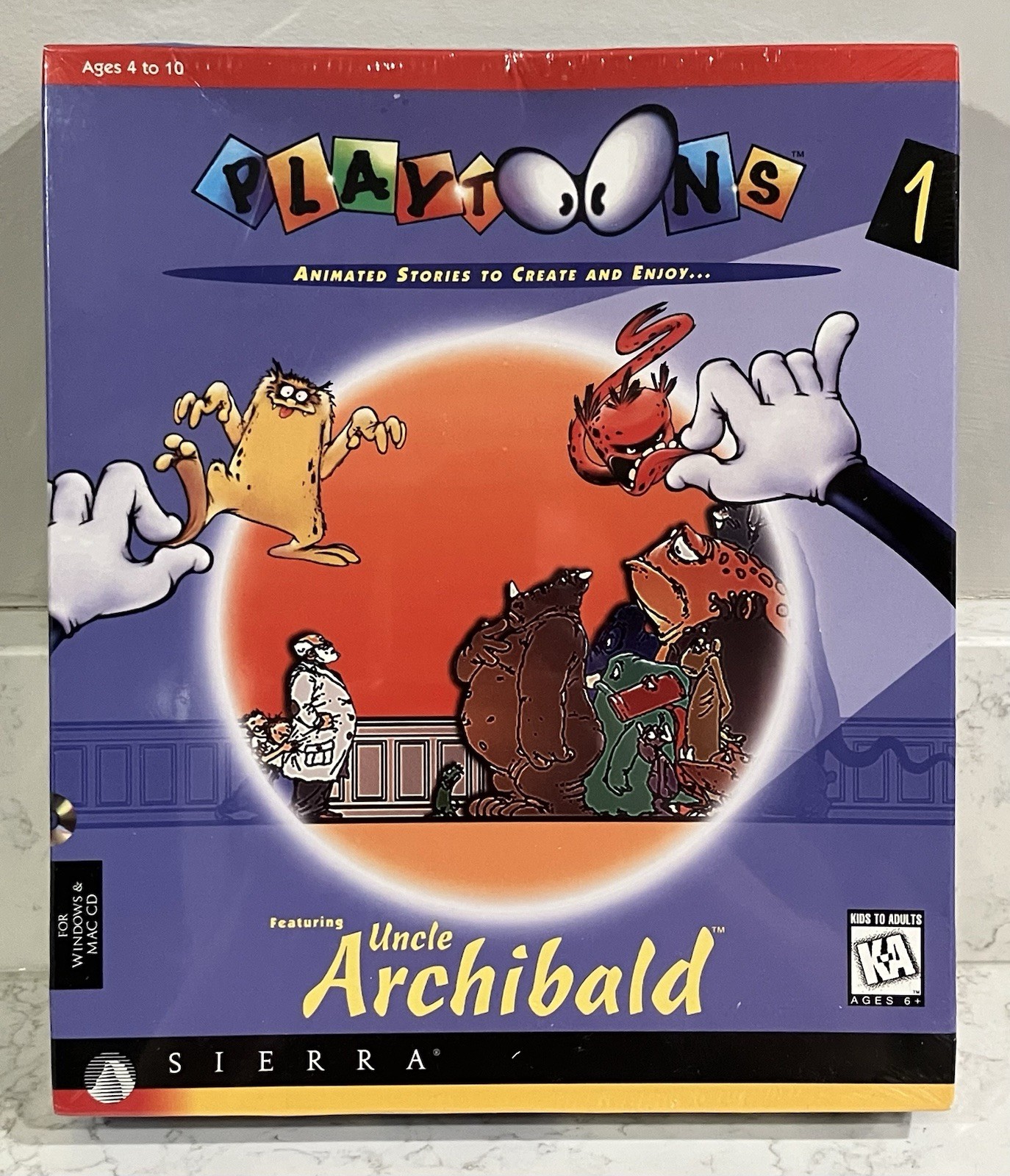 Very Rare Big Box PC Collectable Playtoons 1 W/ Uncle Archibald 96' Sierra NOS