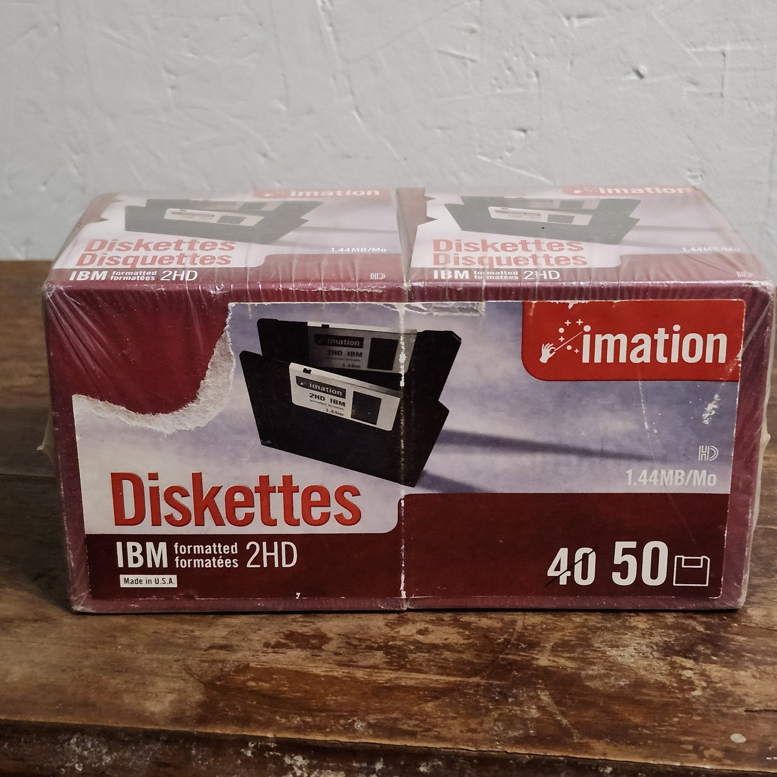 New Imation IBM Formatted 3.5" Diskettes 2HD 1.44MB NIB USA Made 50 Count 2002