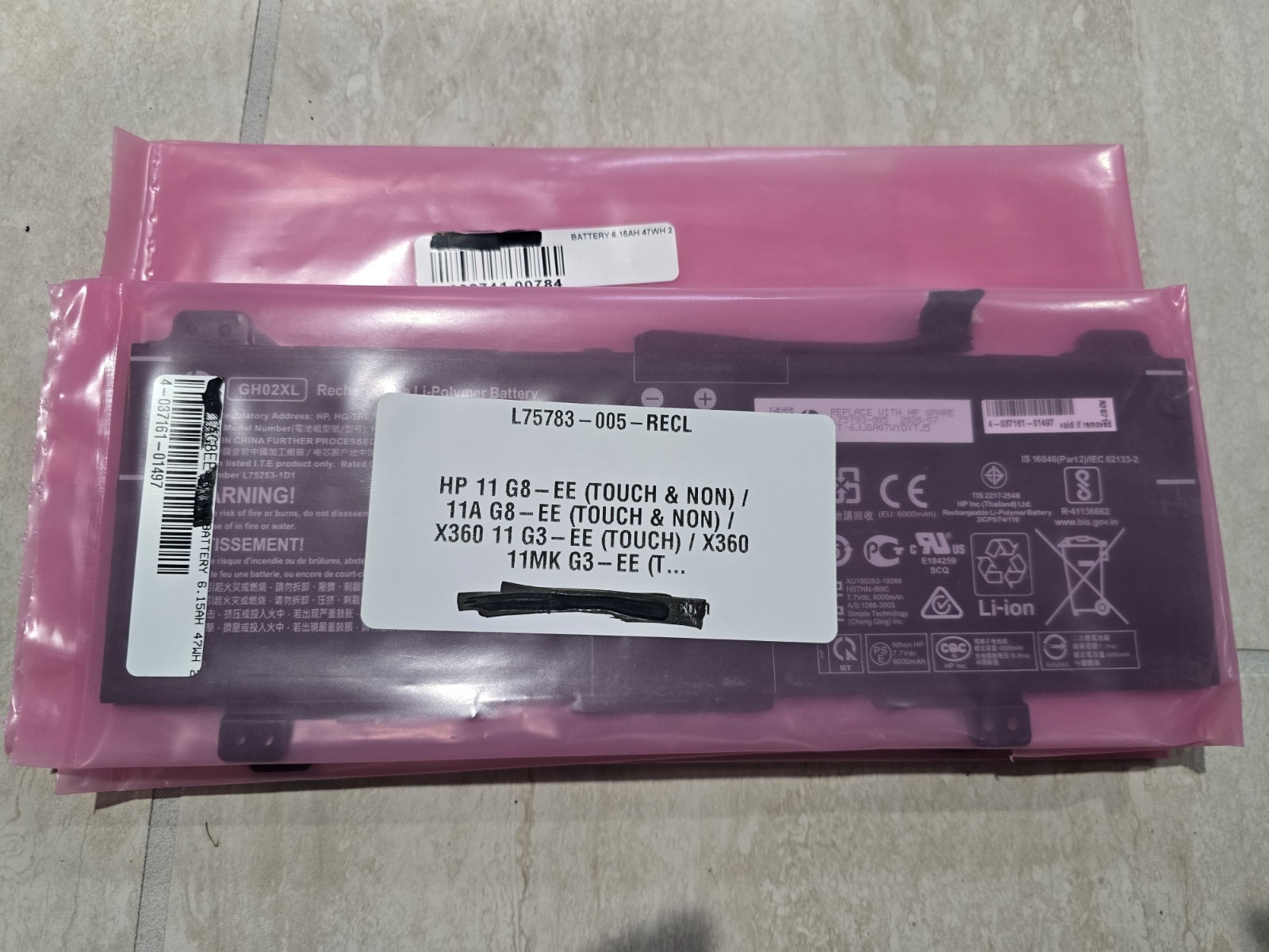OEM HP Chromebook X360 11-AE Laptop Battery 6000mAh 7.7V 47.3W GH02XL L75783-005