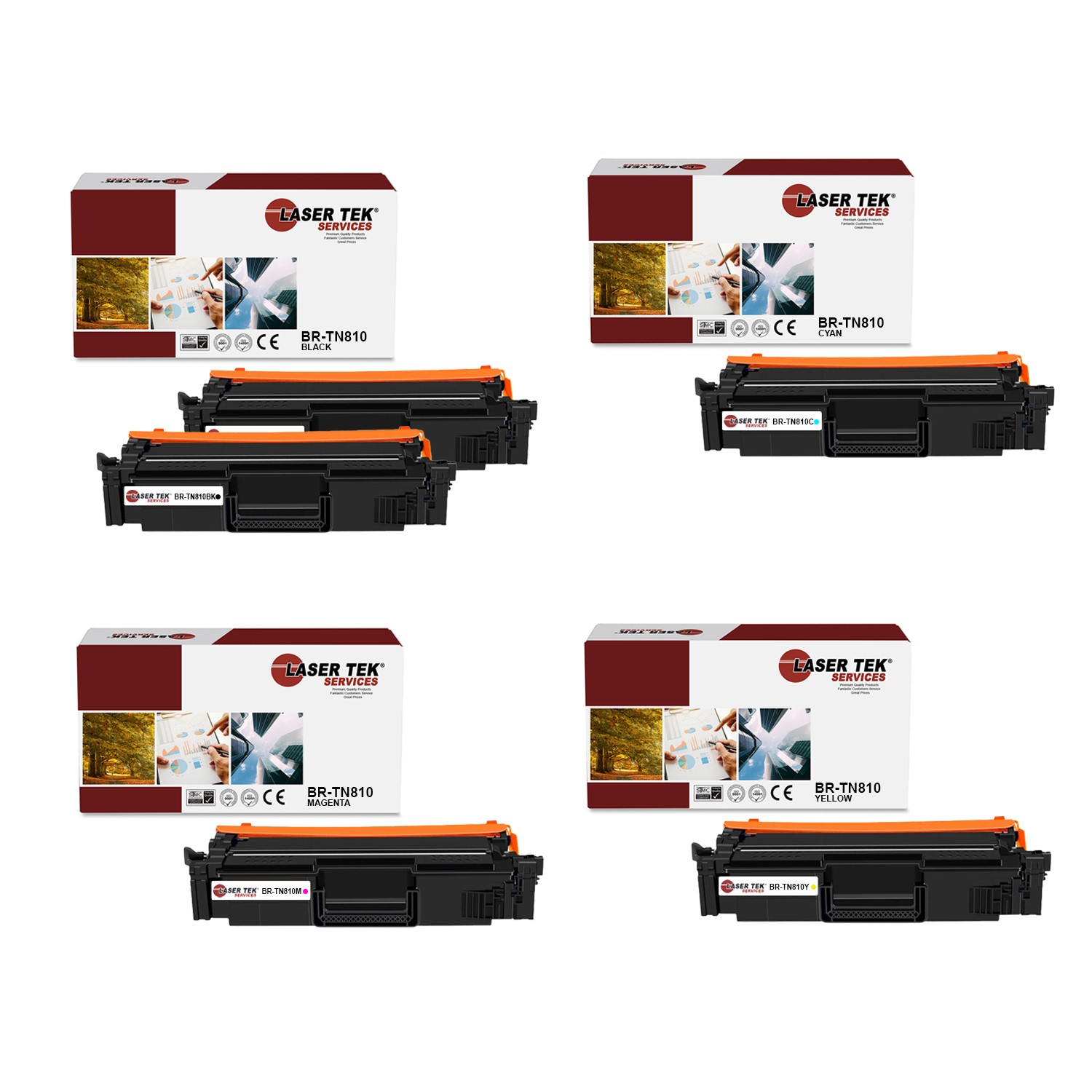 5Pk LTS TN810 BCMY Compatible with Brother HL‐L9410CDN Toner Cartridge
