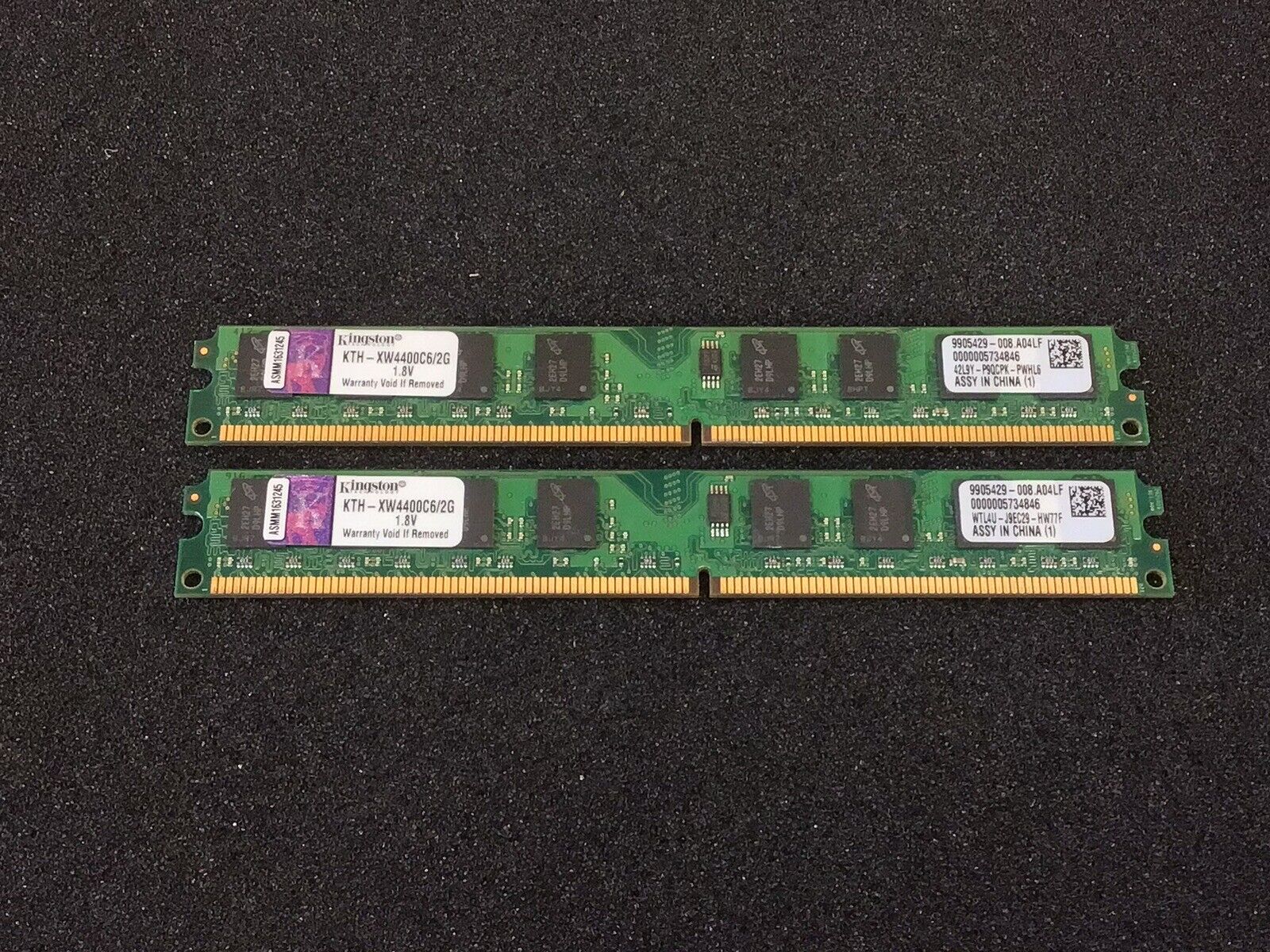 4GB Kit (2 x 2GB) Kingston KTH-XW4400C6/2G PC2-6400U DDR2 LP Computer Memory RAM