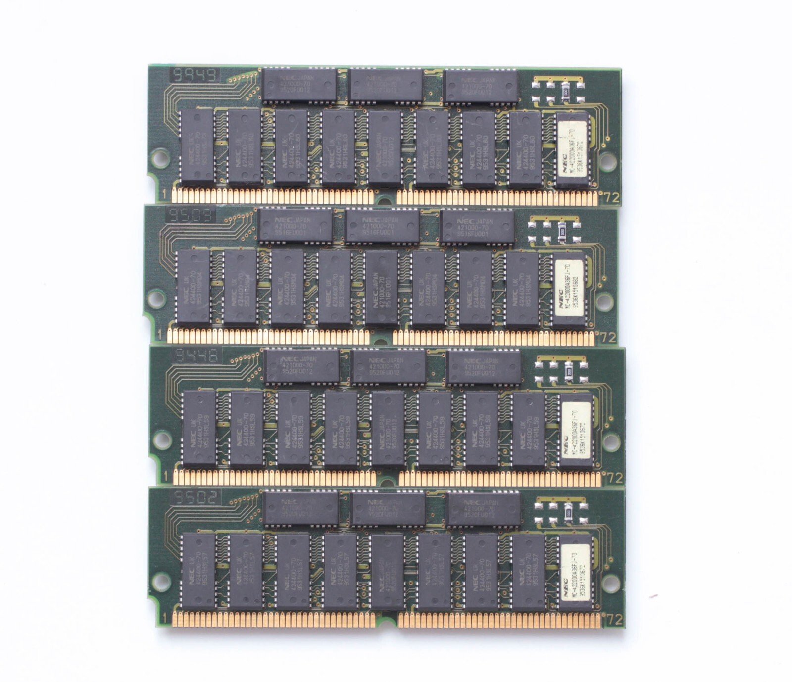 Lot of 4x8MB FPM memory - SIMM 72pin - 32MB - 70ns - TESTED - NO TARIFF 