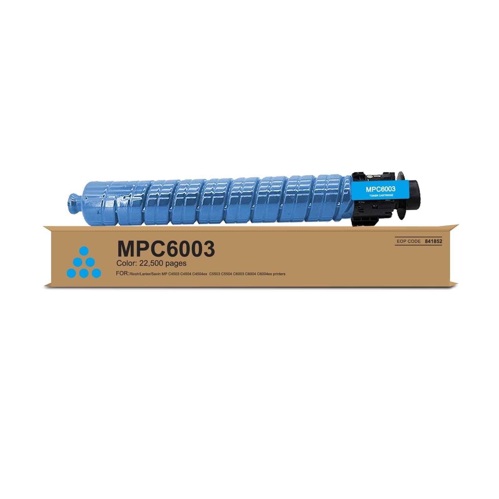 MP C6003 High Yield Cyan Toner Cartridge 1 Pack, 841852 Compatible with Ricoh Af