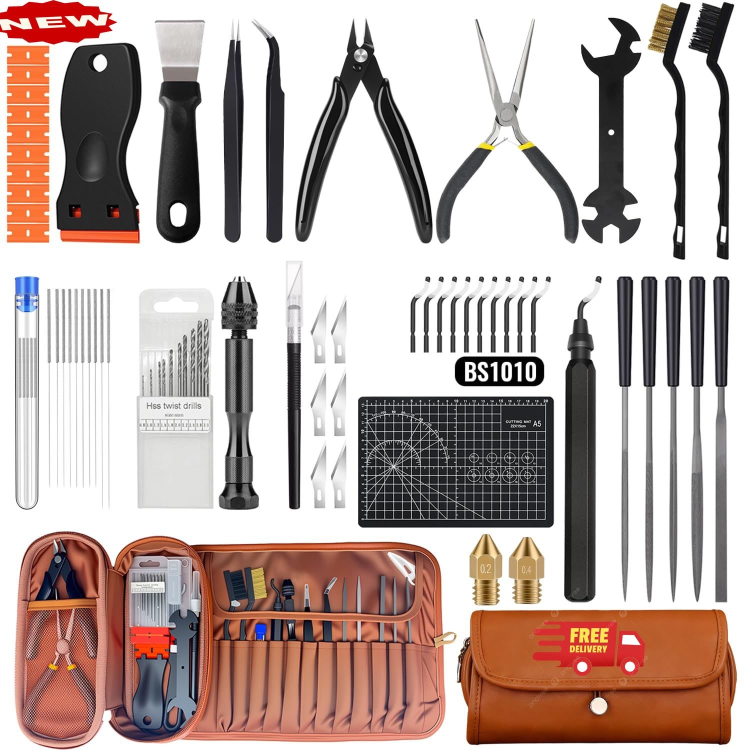 Kit de herramientas para impresoras 3D de 66 piezas con estuche de almacenamient