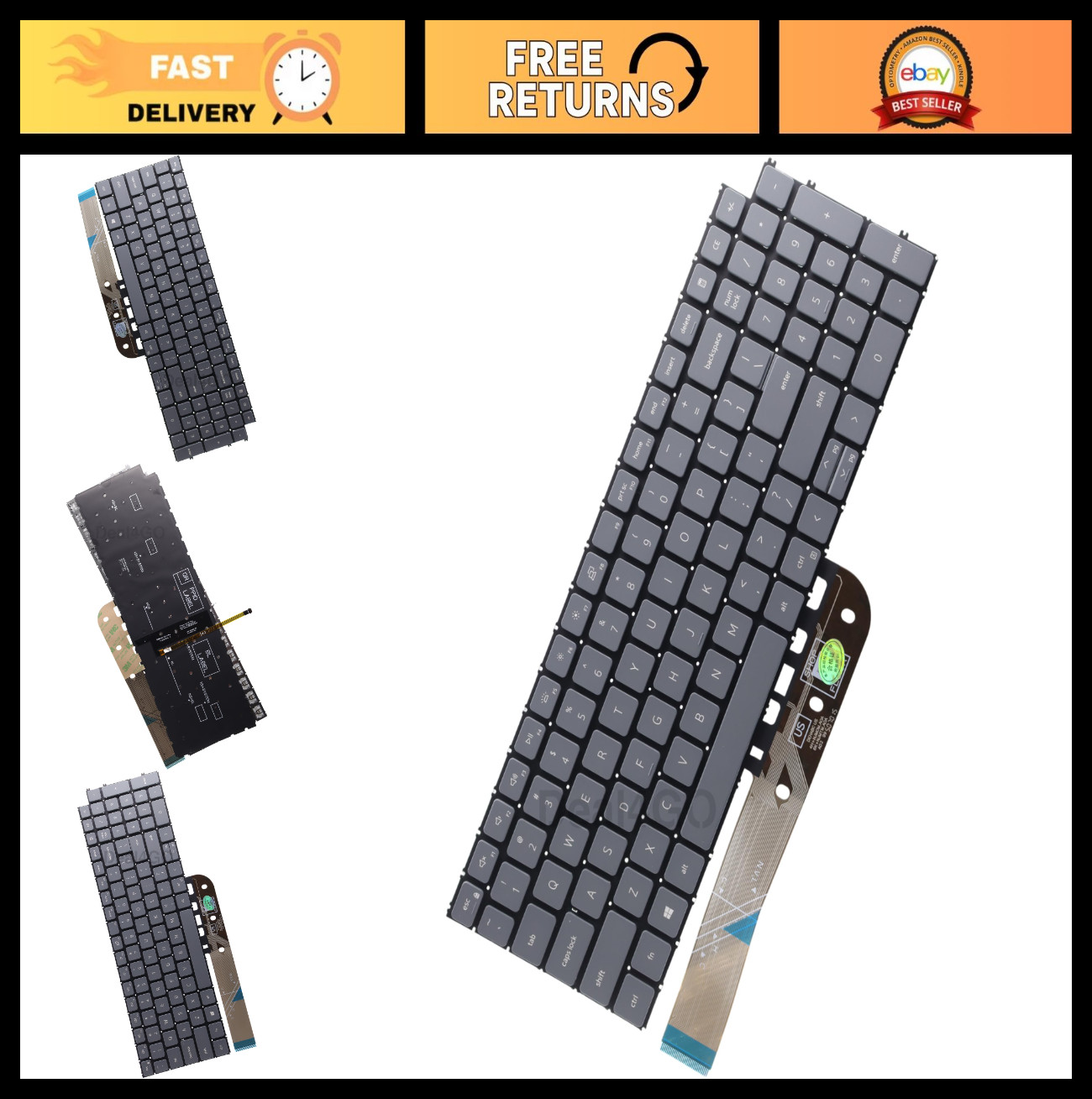 Backlit Keyboard Replacement for Dell Latitude Inspiron Vostro 3510 3520 5510 76