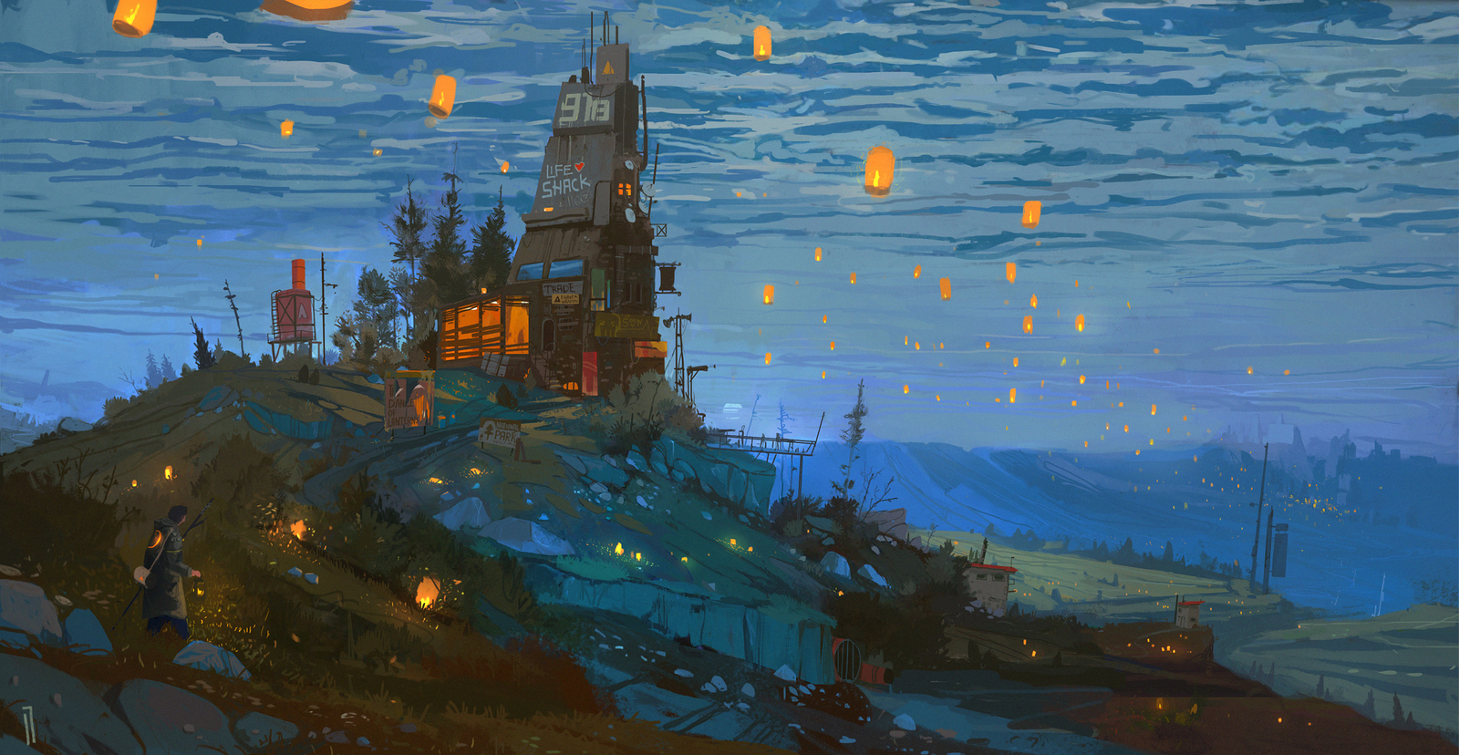 Landscape ismail inceoglu candles lantern castle Custom Gaming Mat Desk
