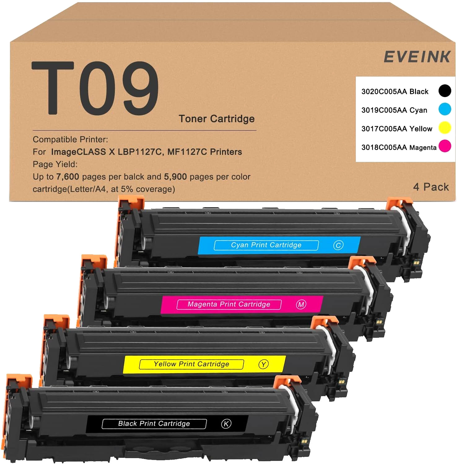 T09L/T09 Toner Cartridge 3020C005A for Canon ImageCLASS X LBP1127/MF1127 Series