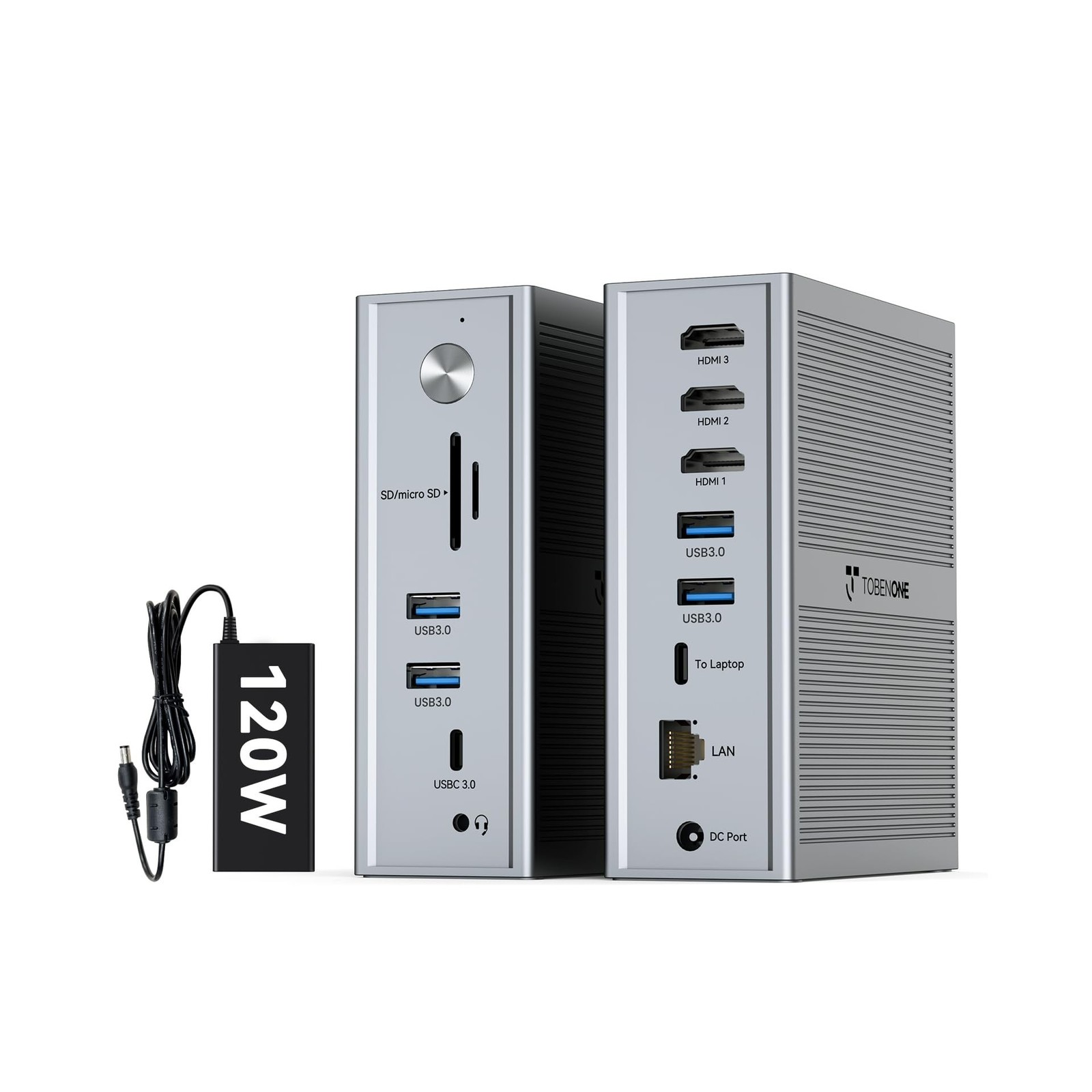 TobenONE DisplayLink Docking Station 3 Monitors, 14-in-1 USB C Triple Monitor...