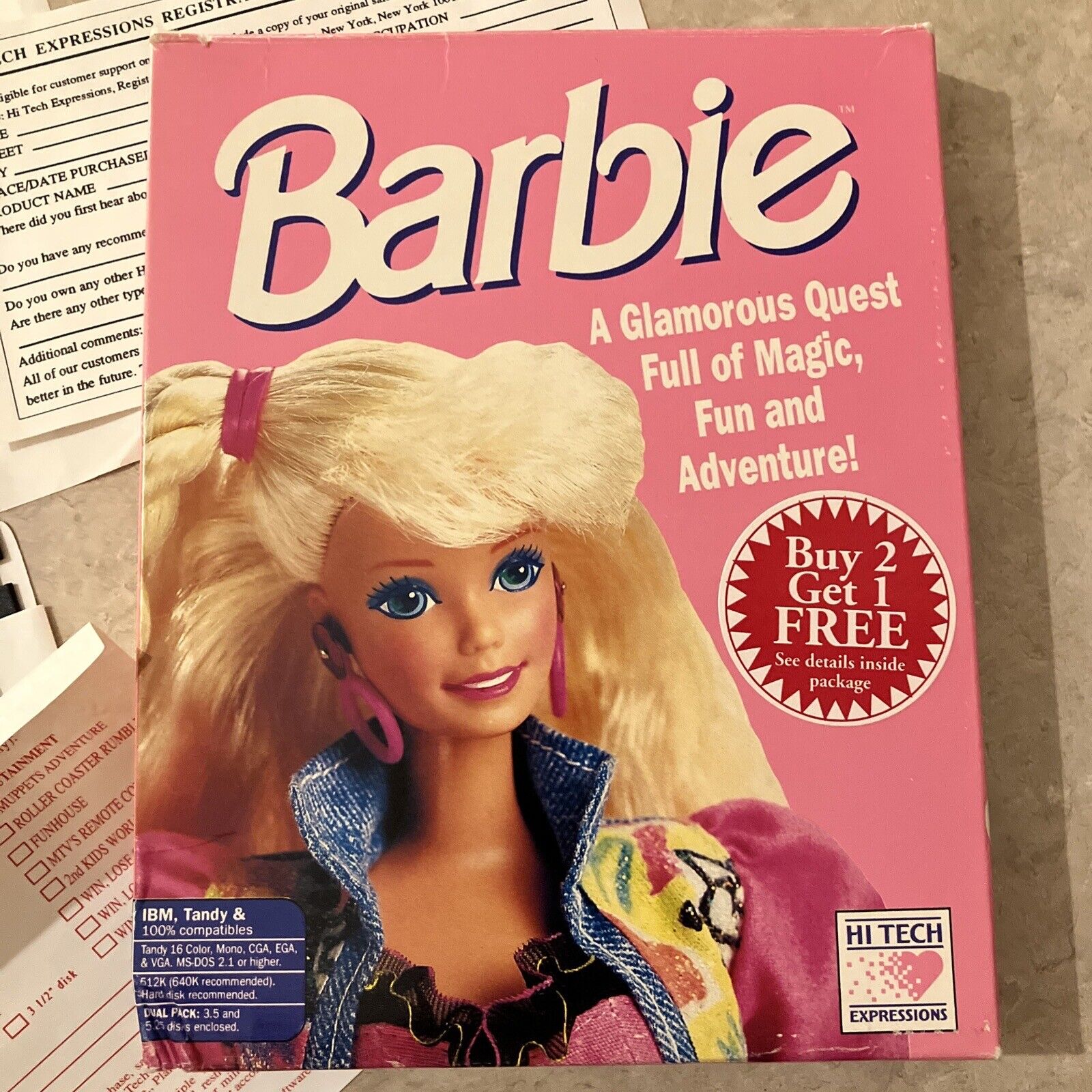 Barbie A Magical Quest Full Of Fun IBM/Tandy 1992 Hi-Tech  Expressions VINTAGE