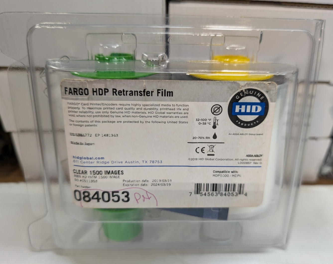 2x Genuine HID Fargo 084053 Clear HDP Retransfer Film HDP5000 HDPii Exp 2024