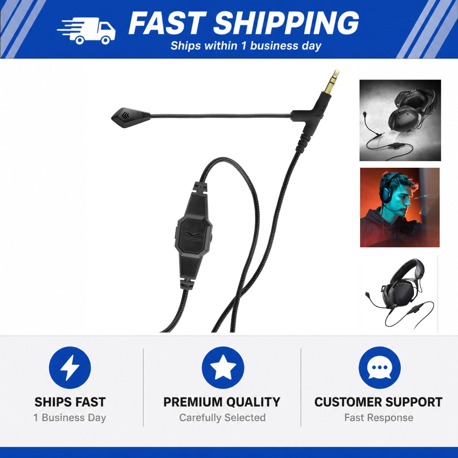 V-Moda BoomPro Microphone | for Gaming & Communication | Wired - 3.5 mm Jack |
