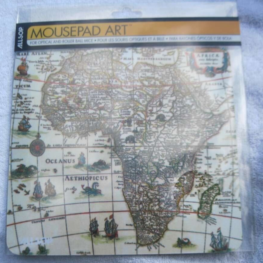 Allsop Africa Vintage Map Mousepad Art Optical Rollerball Mice 2007 Office 28657