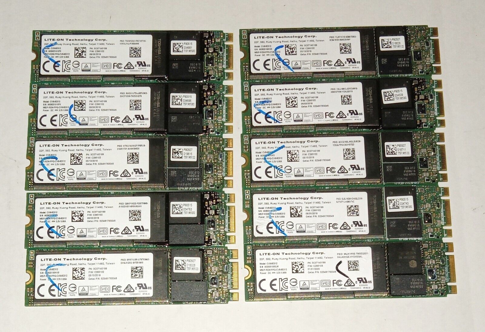 Lot of 10 Lite-On CV8-8E512 512GB M.2 2280 SSD Solid State Drive