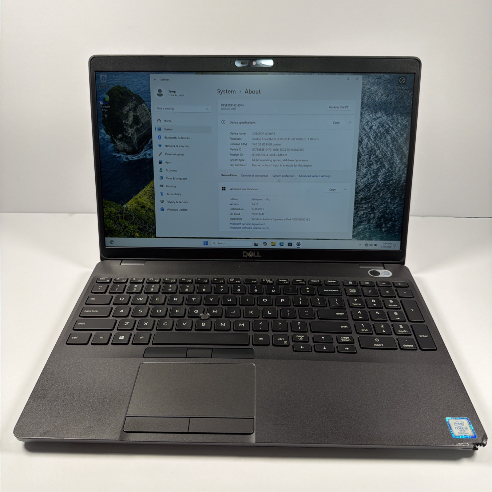 Dell Latitude 5500 15.6" Intel Core i5-8365U 16GB RAM 256GB NVMe Win11Pro - READ