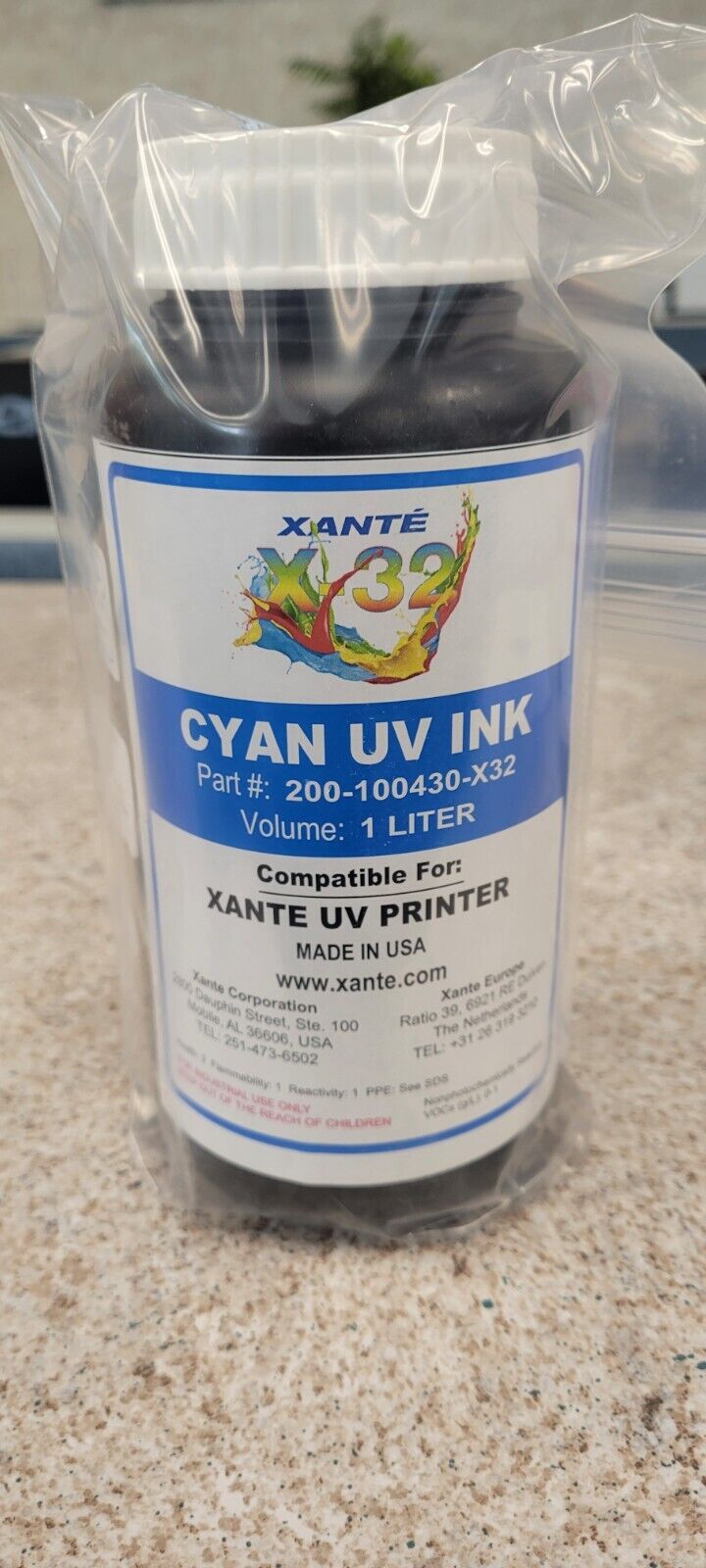 Xante Vivid UV Ink Cyan 1000ml for X-Series Printers - 200-100430