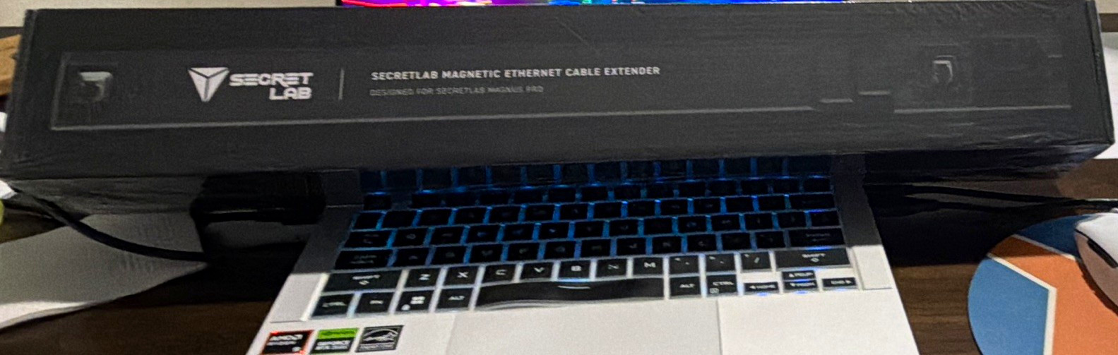 Secretlab Magnetic Ethernet Cable Extender, Black Matte Plastic, 27.2 in