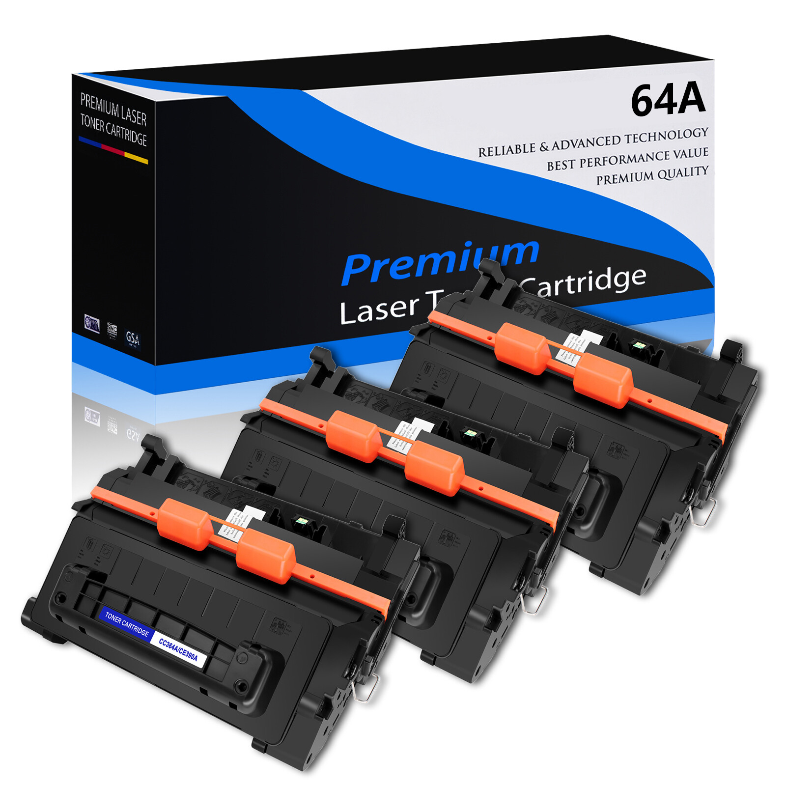 3PK CC364A 64A Black Toner Cartridge For HP LaserJet P4515n P4515tn P4015dn