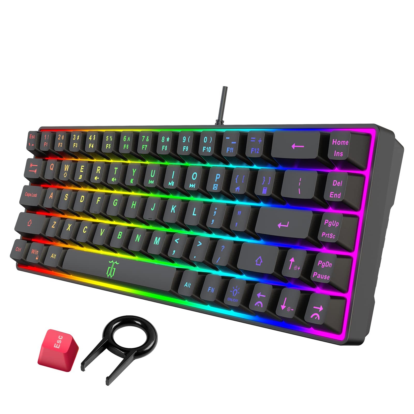 60% Wired Gaming Keyboard, 68 Keys, Black