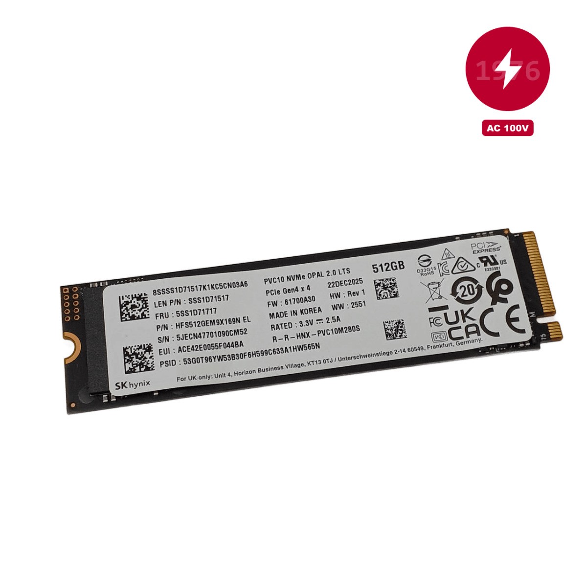 SK HYNIX M.2 NVME SSD 2280 512GB PCIe Gen 4.0 x4 NVMe Used Japan Pre-owned
