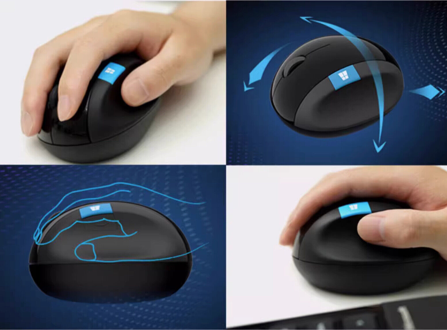 Microsoft Wireless Sculpt Ergonomic Mantou Mouse, Blue Shadow Comfort