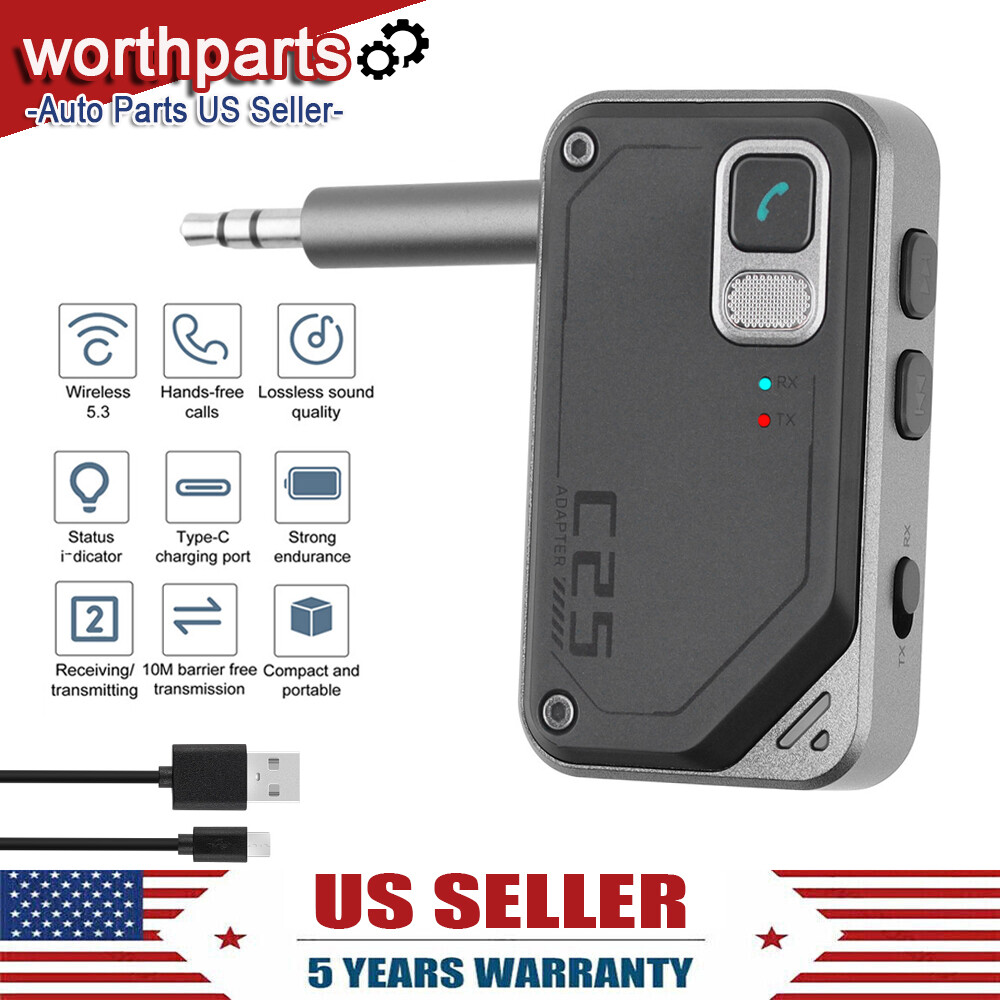Bluetooth 5.3 Car Wireless Transmitter Receiver Adapter AUX Audio 3.5mm Jack-NEW