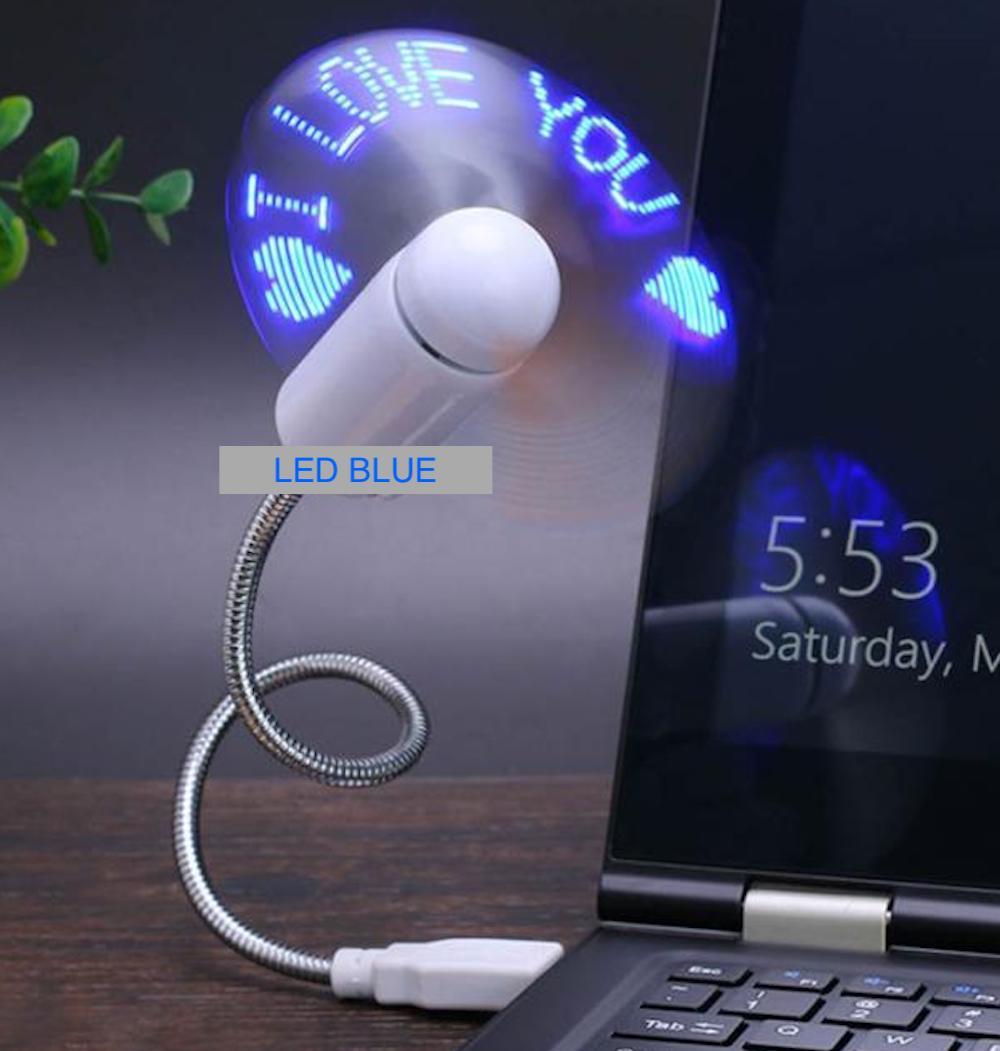 LED LIGHT USB POWER COOLING Mini FAN Travel Laptop Computer PC Desk (I LOVE YOU)