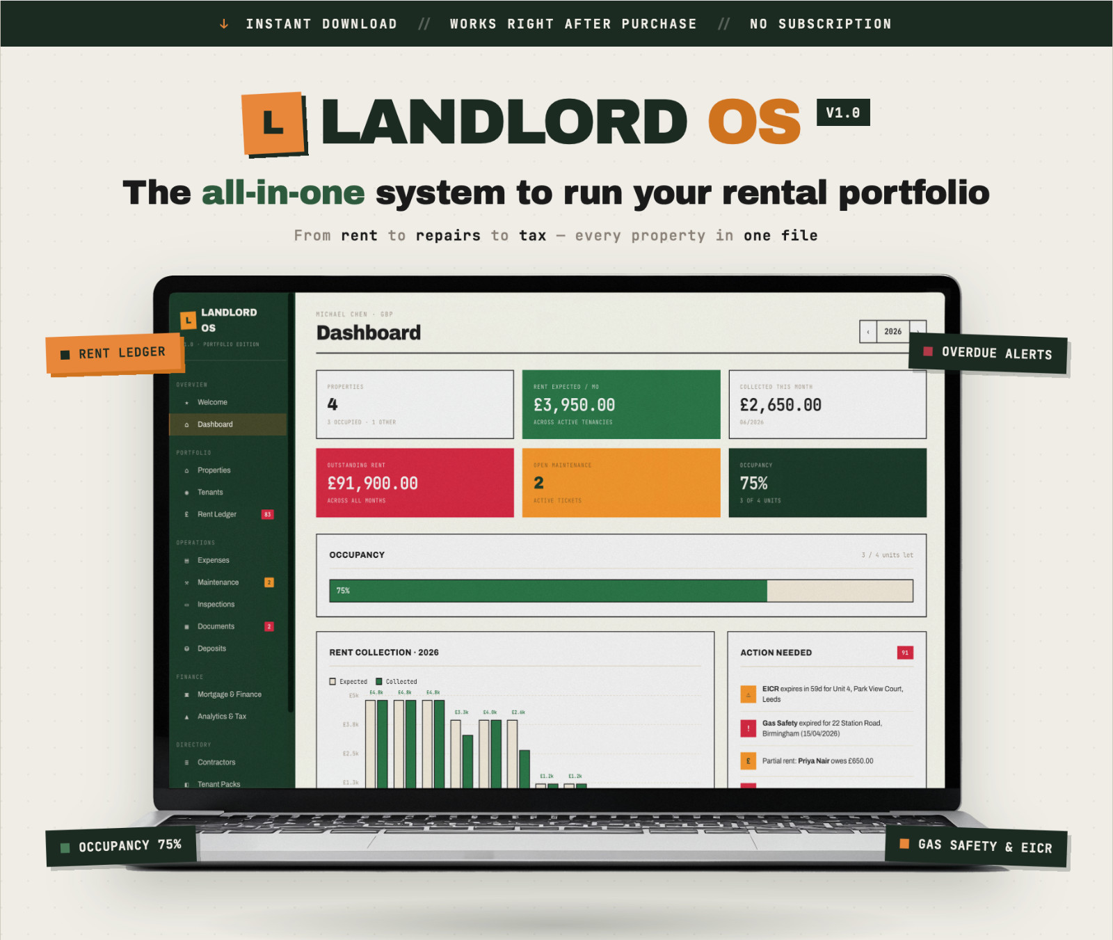 2 Landlord OS Pro | Property Management Software for Landlords | Tenants, Rent