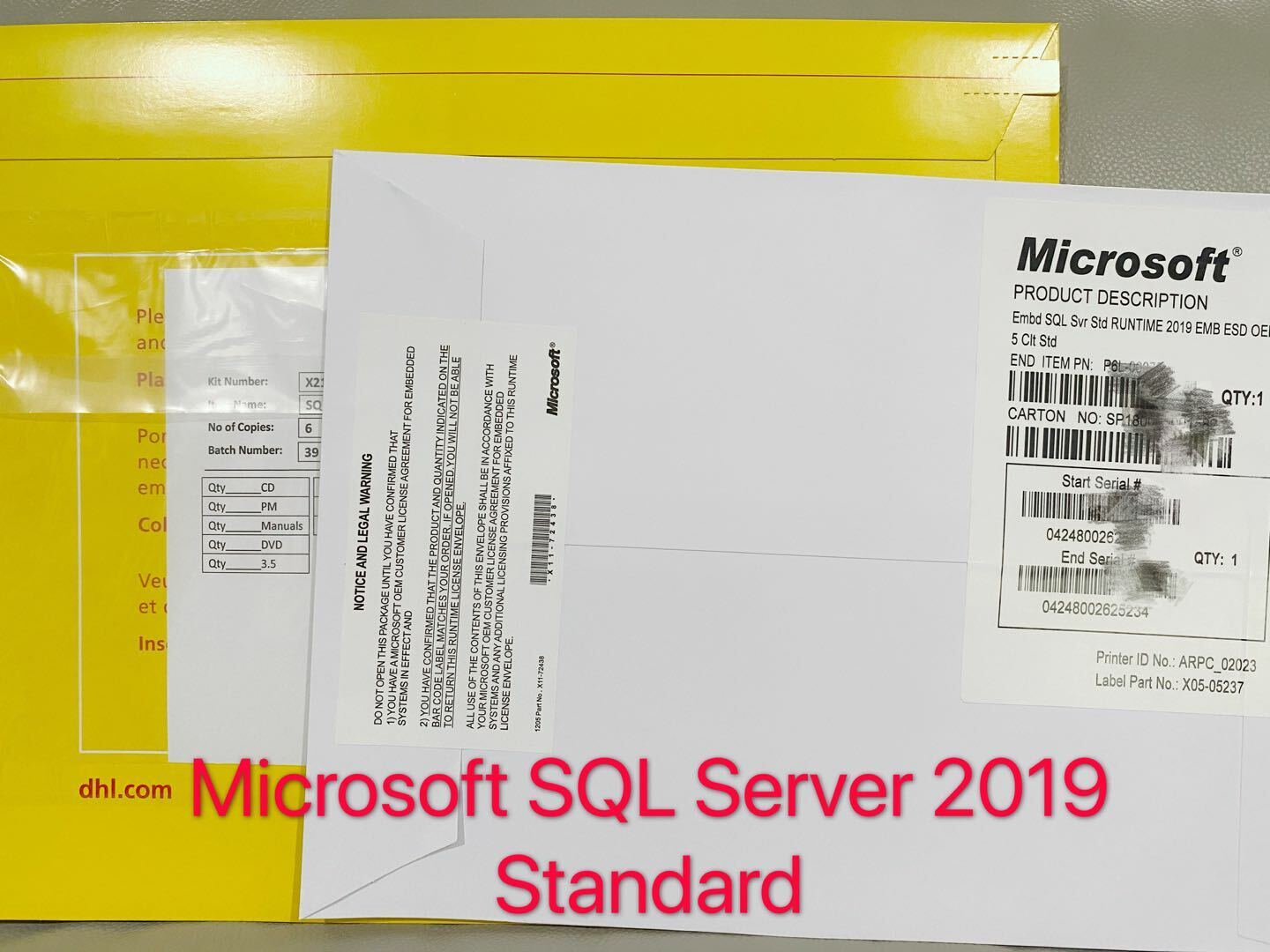 Brand New Sealed, SQL Server 2019 Standard (5 CAL) 16 Core License Key DVD & COA
