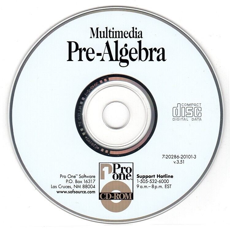 Multimedia Pre-Algebra (PC-CD, 1997) for Windows - NEW CD in SLEEVE