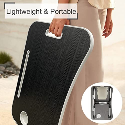 Lap Desk for Laptop Portable Bed Table with Tablet Slot and Cup Holder, Fits up