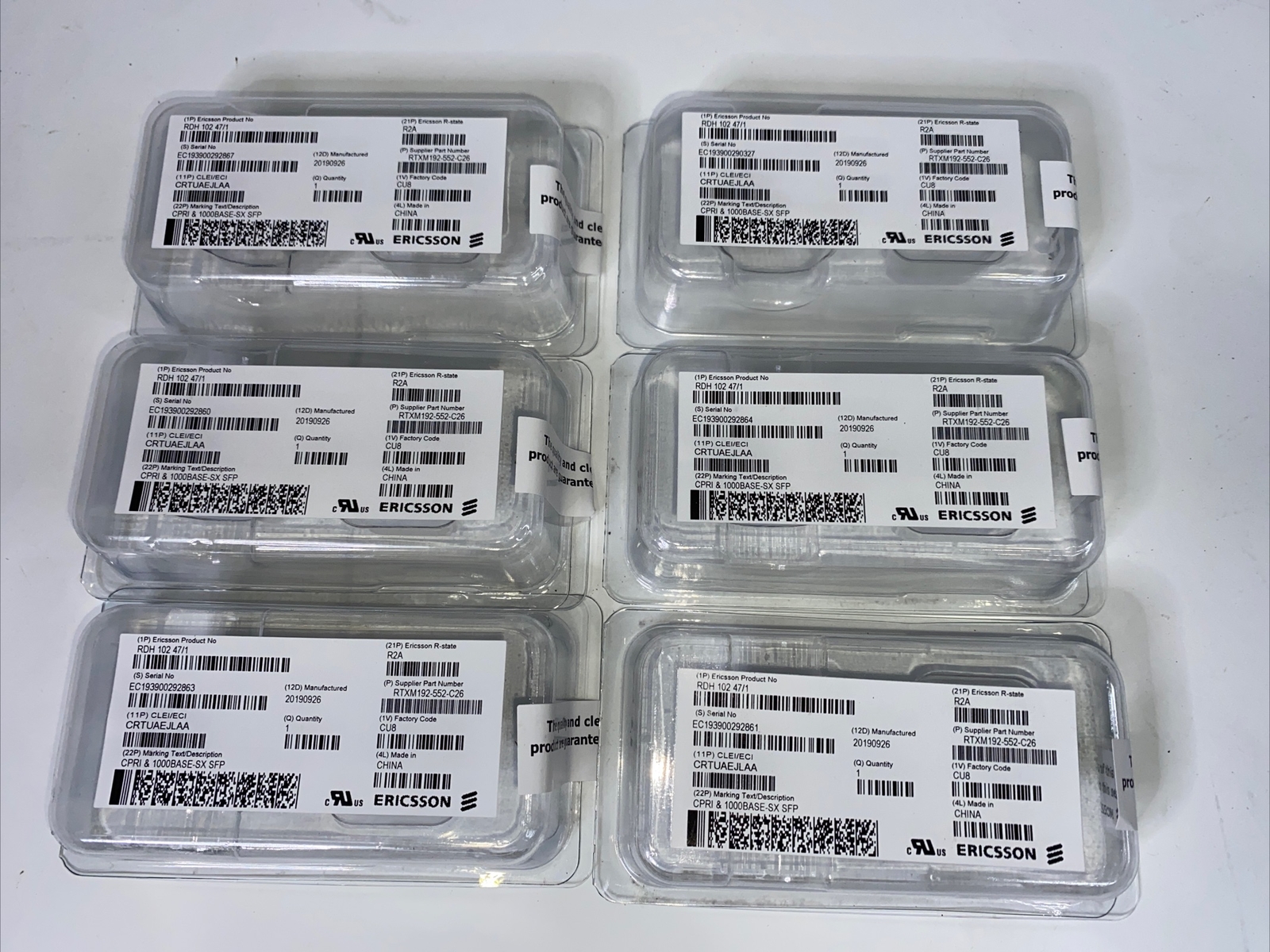 RDH10247/1 R2A CPRI & 1000BASE-SX SFP RTXM192-552-C26 (lot Of 6 Sealed)