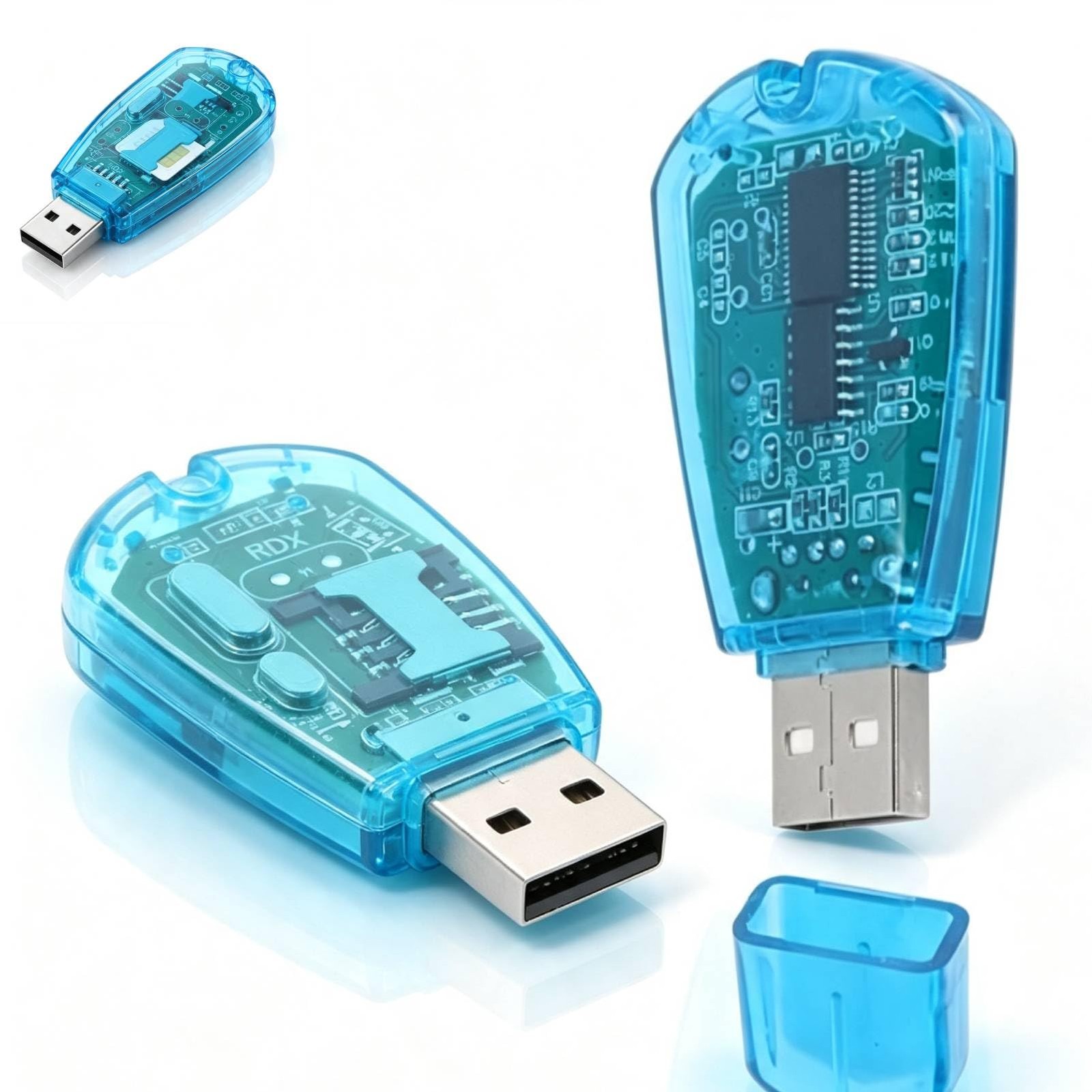 2Pcs SIM Card Adapter, Clone Cards Reader Writer Copy Blue