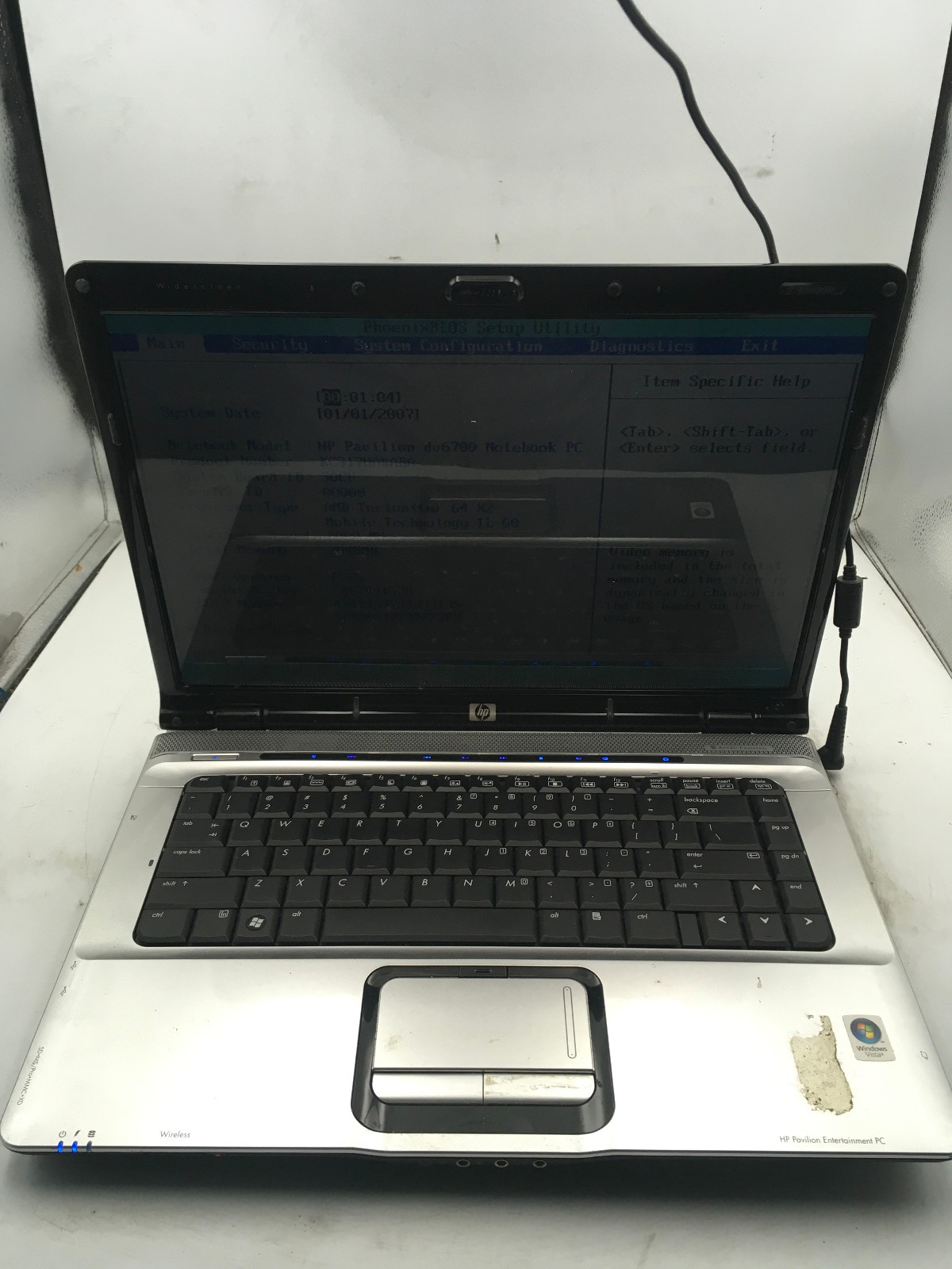 HP PAVILION DV6700 - BOOTS TO BIOS - AMD TURION 64 X2 - 2GB RAM - READ DESC - BB
