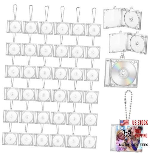 40 Pcs Mini Cd Keychain Album Cases with Mini CD, Plastic Cd Cases Clear DVD