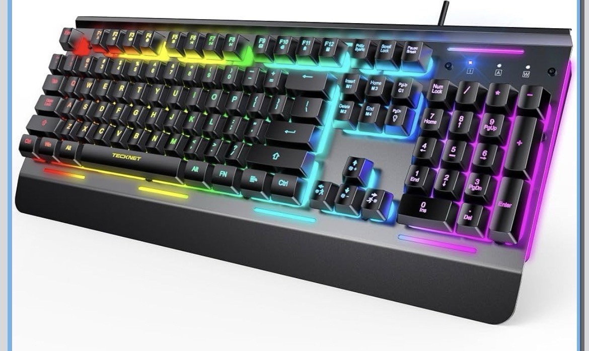 TECKNET Gaming Keyboard 75% Wired Keyboard RGB Backlit 82-Keys with Volume Kn...