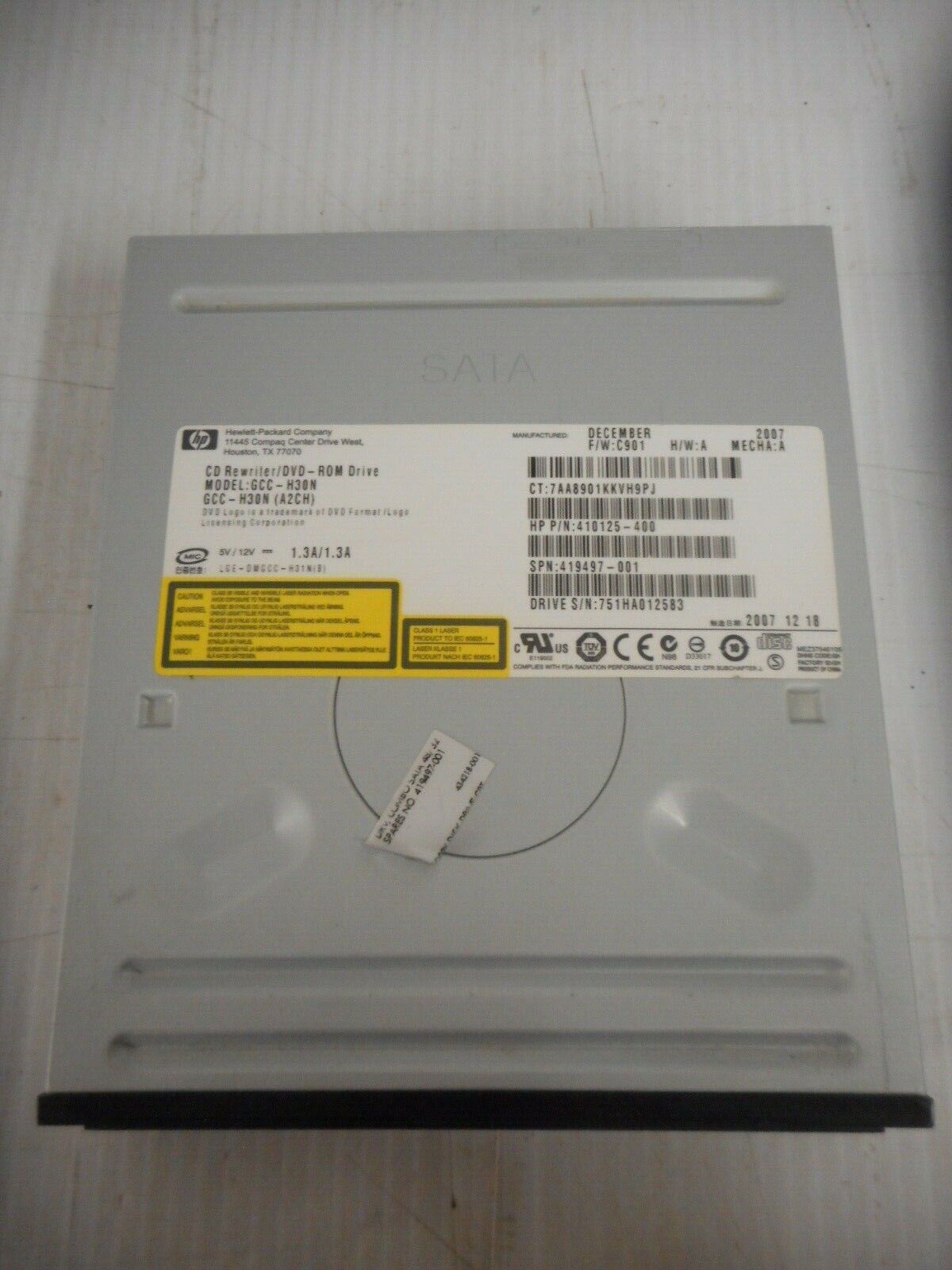 HP SATA CD Rewriter DVD ROM Drive Model GCC-H30N