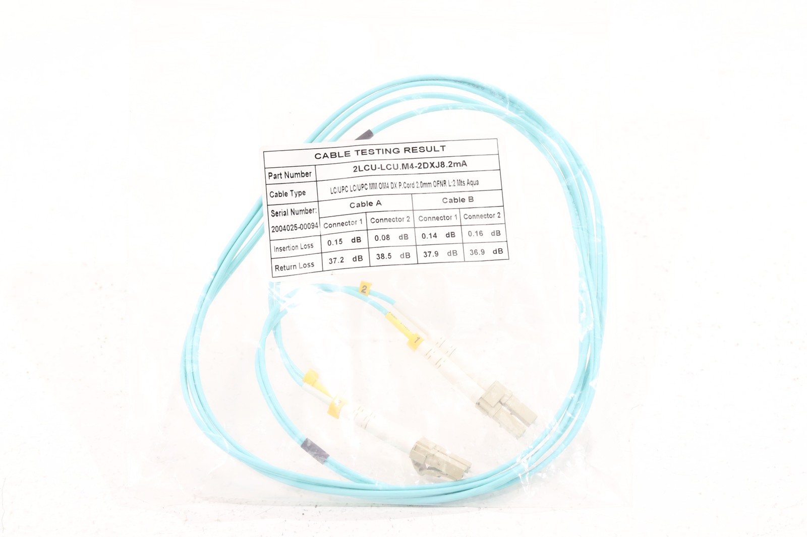 Generic 2M Duplex Fiber Optic Patch Cable P/N: 2LCU-LCU.M4-2DXJ8.2mA Brand New