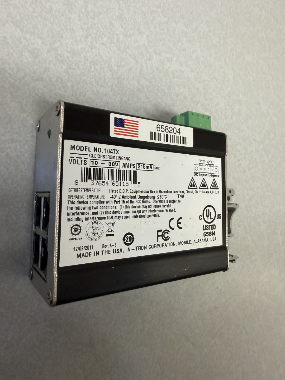 N-TRON 104TX 4 Port Unmanaged Ethernet Switch used