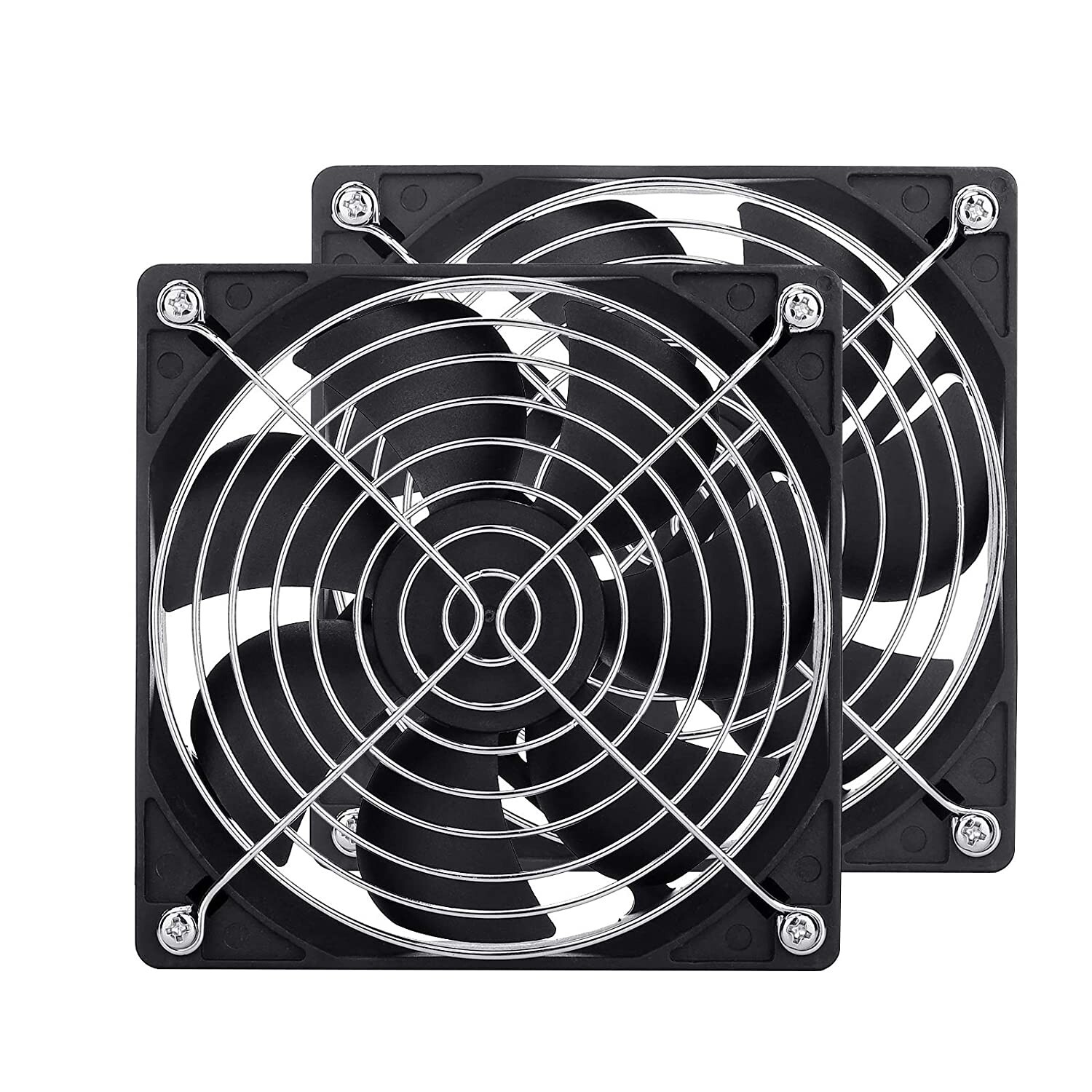 2 Pack 120mm Fan DC 12V Computer Fan 120mm x 120mm x 25mm 2-Pin High Performance