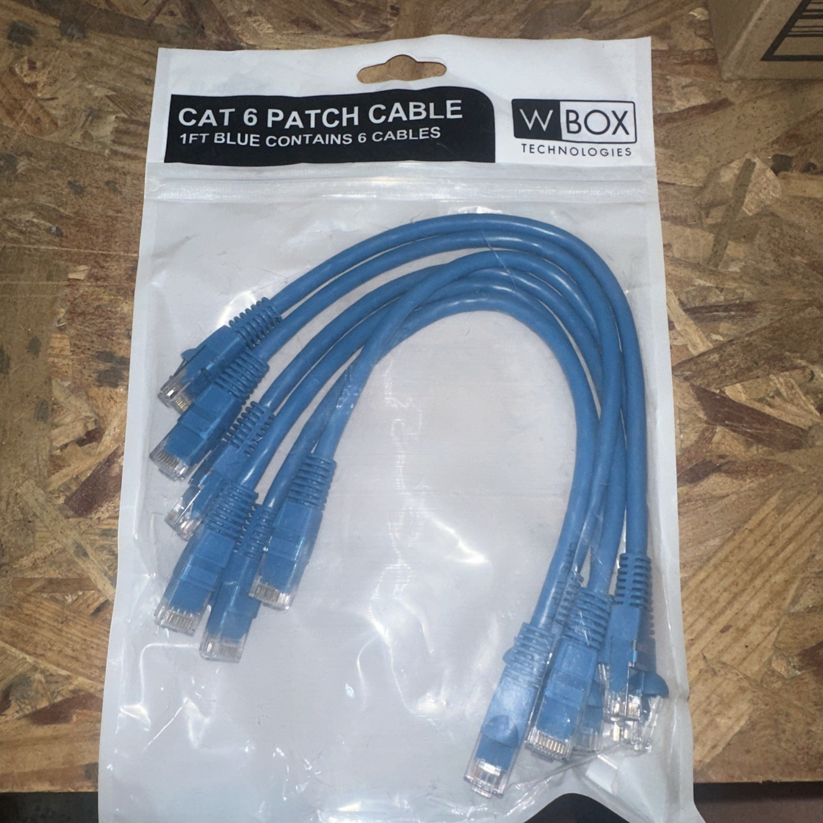 Lot of 6 CAT 6 Patch Cable 1 Foot w Box Tech 0E-C6BL16 New