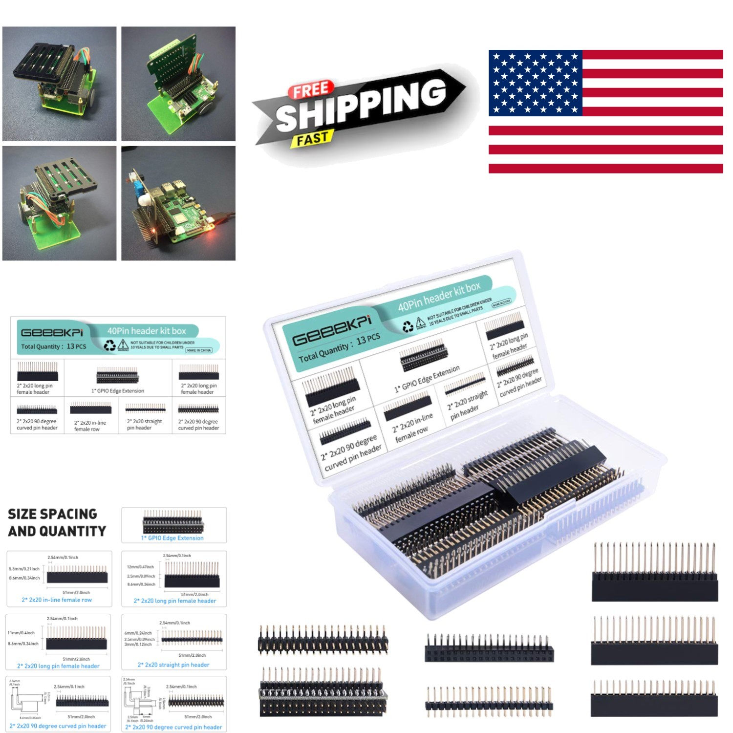 Solder Connector 40 Pin Female Header Kit for Raspberry Pi and Jetson Nano