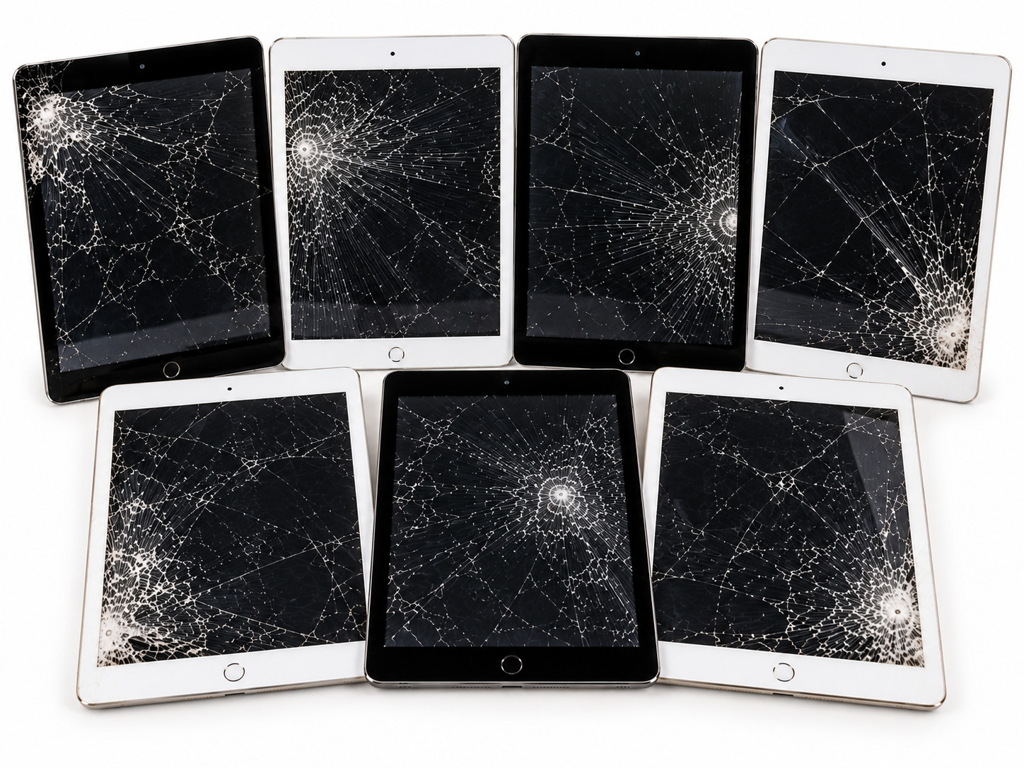 Lot of 7 Apple iPad 9th Generation Gen Cellular A2603 Unlocked Cracked Screens