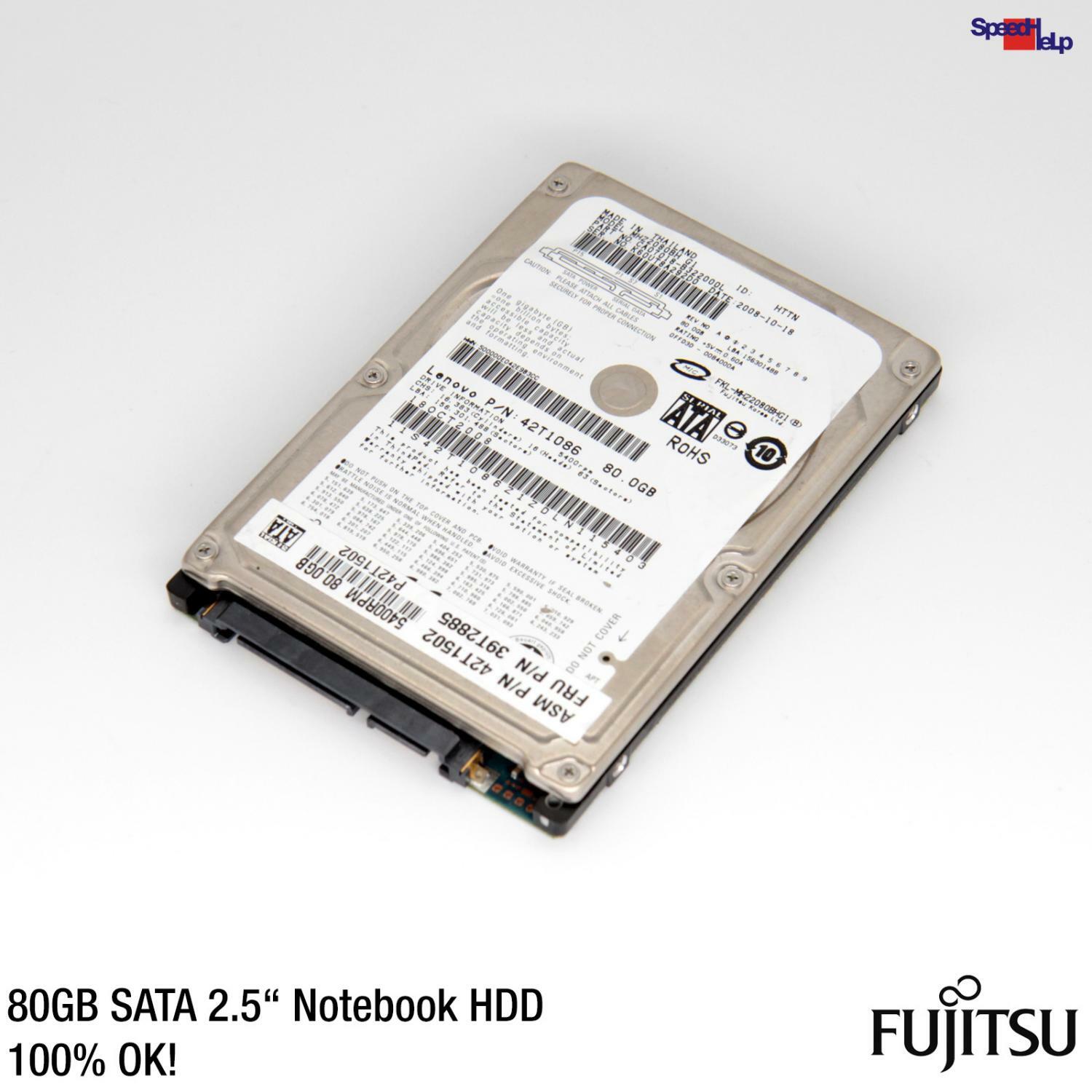 Fujitsu Mhz2080bh 80gb 6.35cm 2.5" Sata Notebook Laptop Hdd Hard Disk
