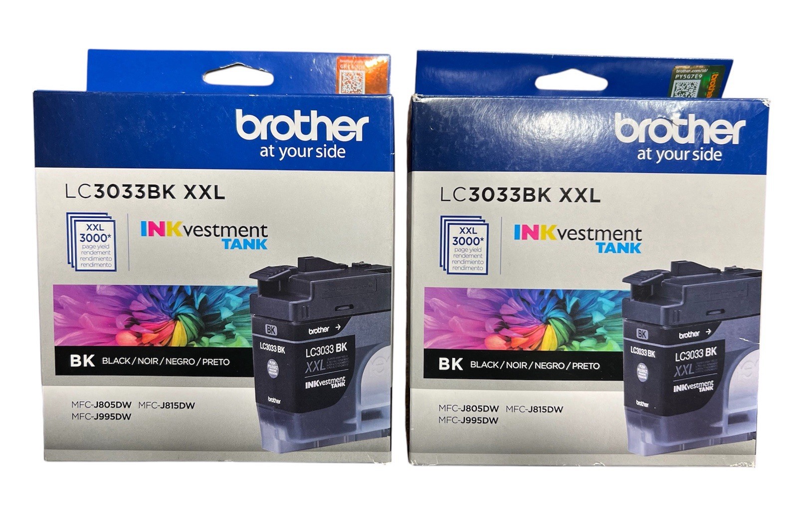 NEW, FACTORY SEALED Set of 2 Brother LC3033BK XXL Black Ink Tank Expired 7/2025