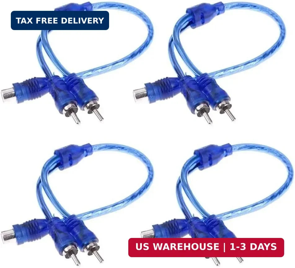 Set of 4 RCA Y Splitter Audio Jack Cable Adapter 1 Female to 2 Male Connector