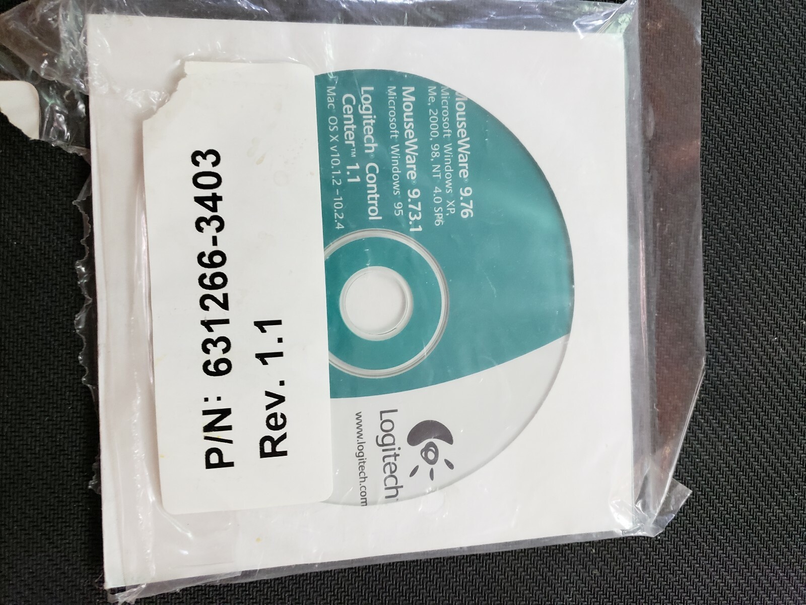 Logitech MouseWare 9.76 9.73.1 Control Center CD - Scratch Free Disc #XD14