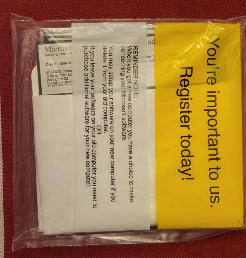 Microsoft MS-DOS 6.22 Software Upgrade 5.25" Floppy Disk Set of 5 Factory-Sealed