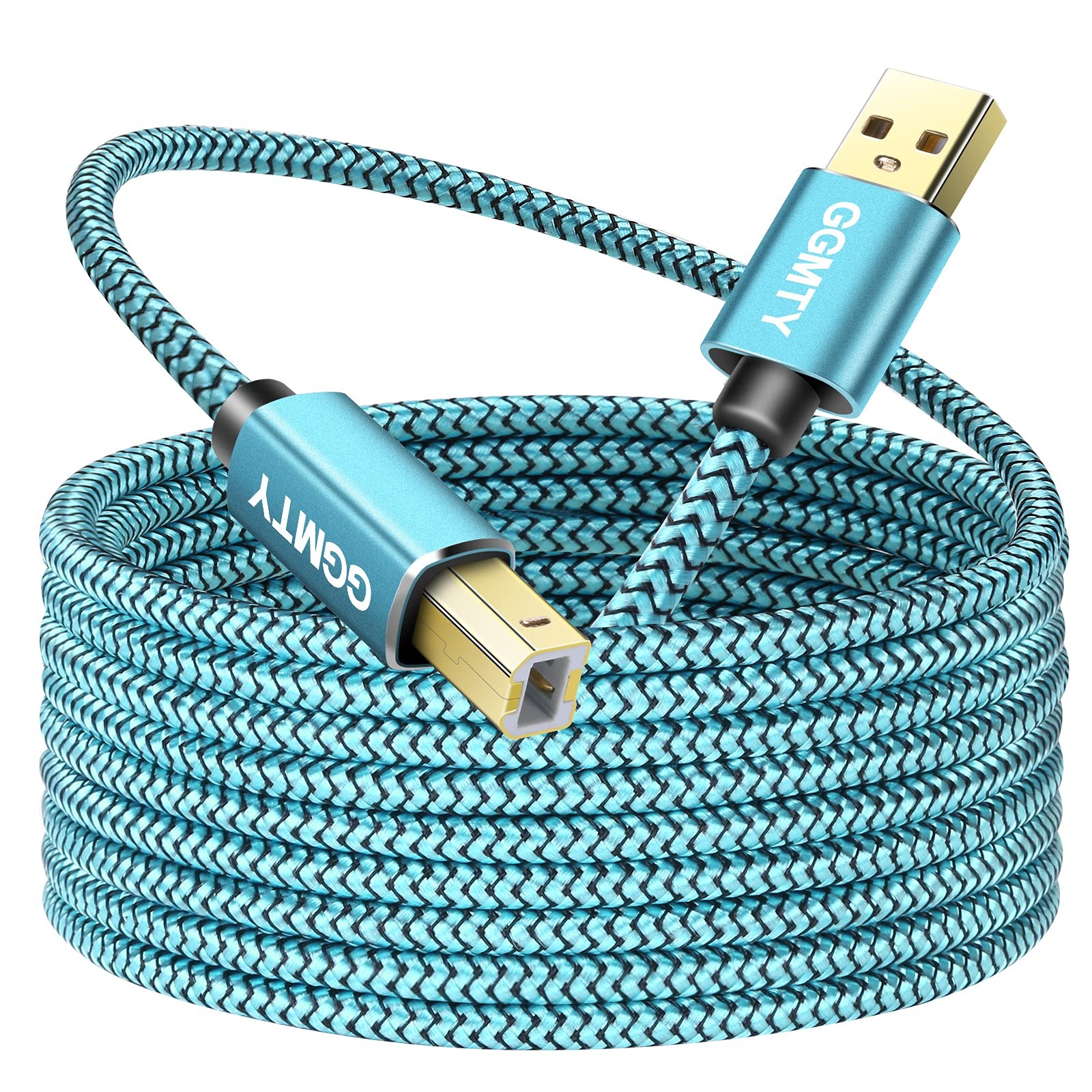 GGMTY 10ft USB 2.0 Printer Cable, High Speed, Tangle Free, 10FT, Blue 