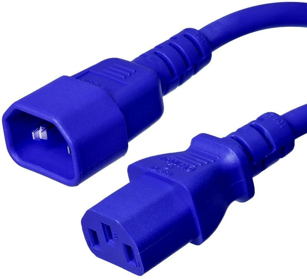 15 PACK LOT 10ft IEC C14 - C13 Blue Power Cord 14AWG 15A/1875W 100-250V 3M