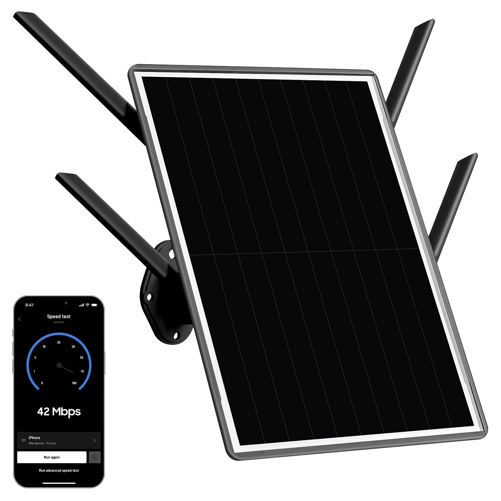Solar Powered Outdoor WiFi Extender, 15W Repeater Signal Grey